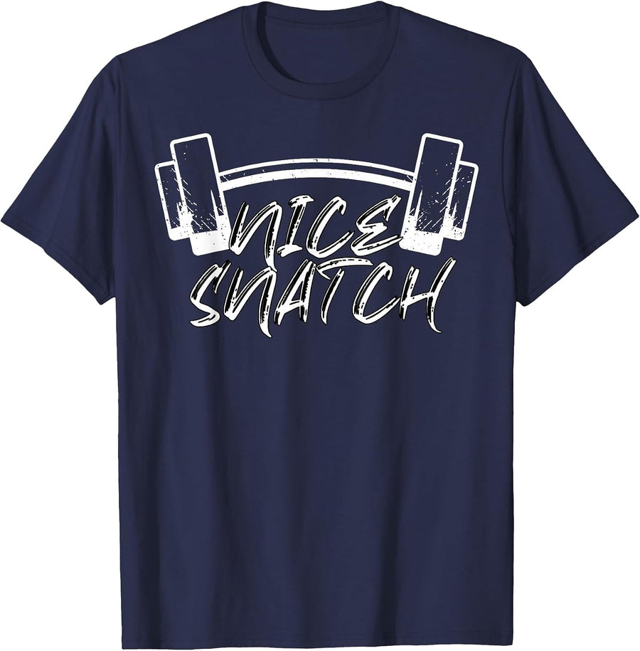 Nice Snatch | Funny Gym Weightlifter T-Shirt - Navy Blue