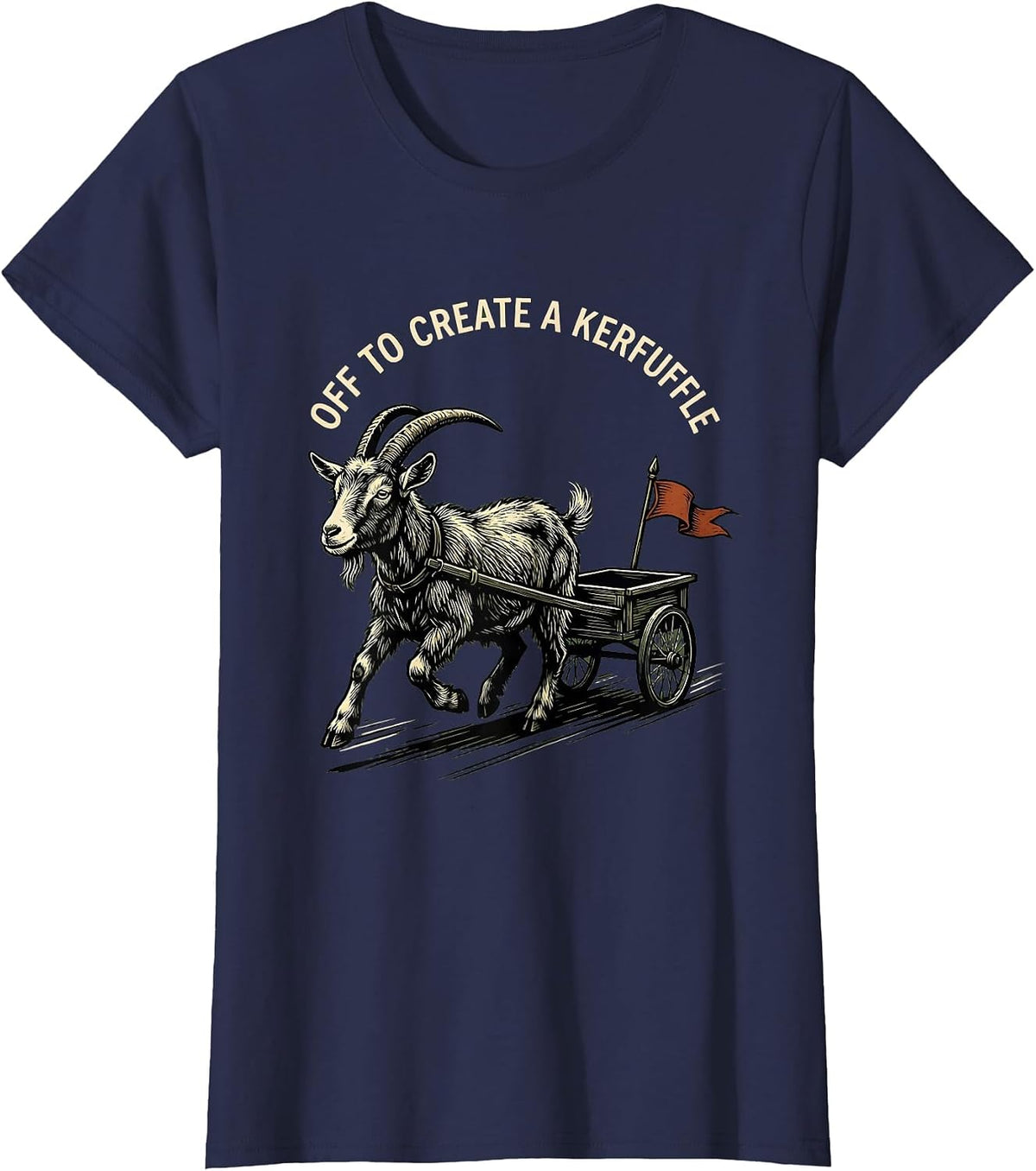 Women's Off To Create A Kerfuffle Whimsical Animal Meme Humor T-Shirt - Navy Blue