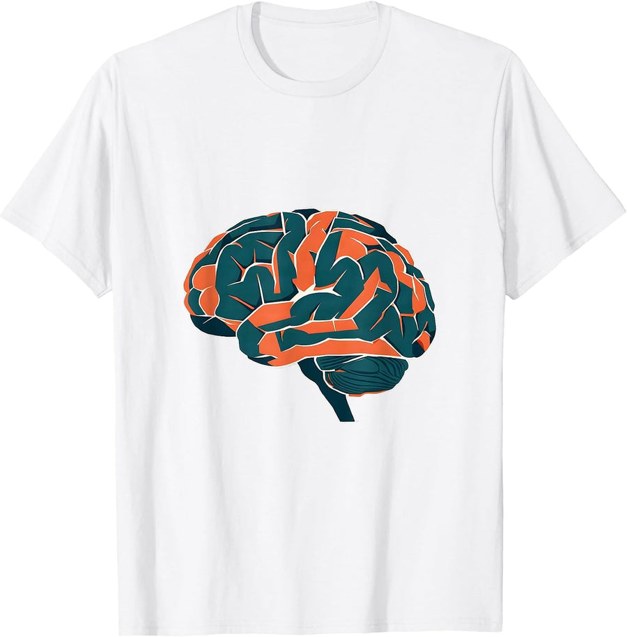 Autism Awareness Geometric Brain Art Design T-Shirt - White
