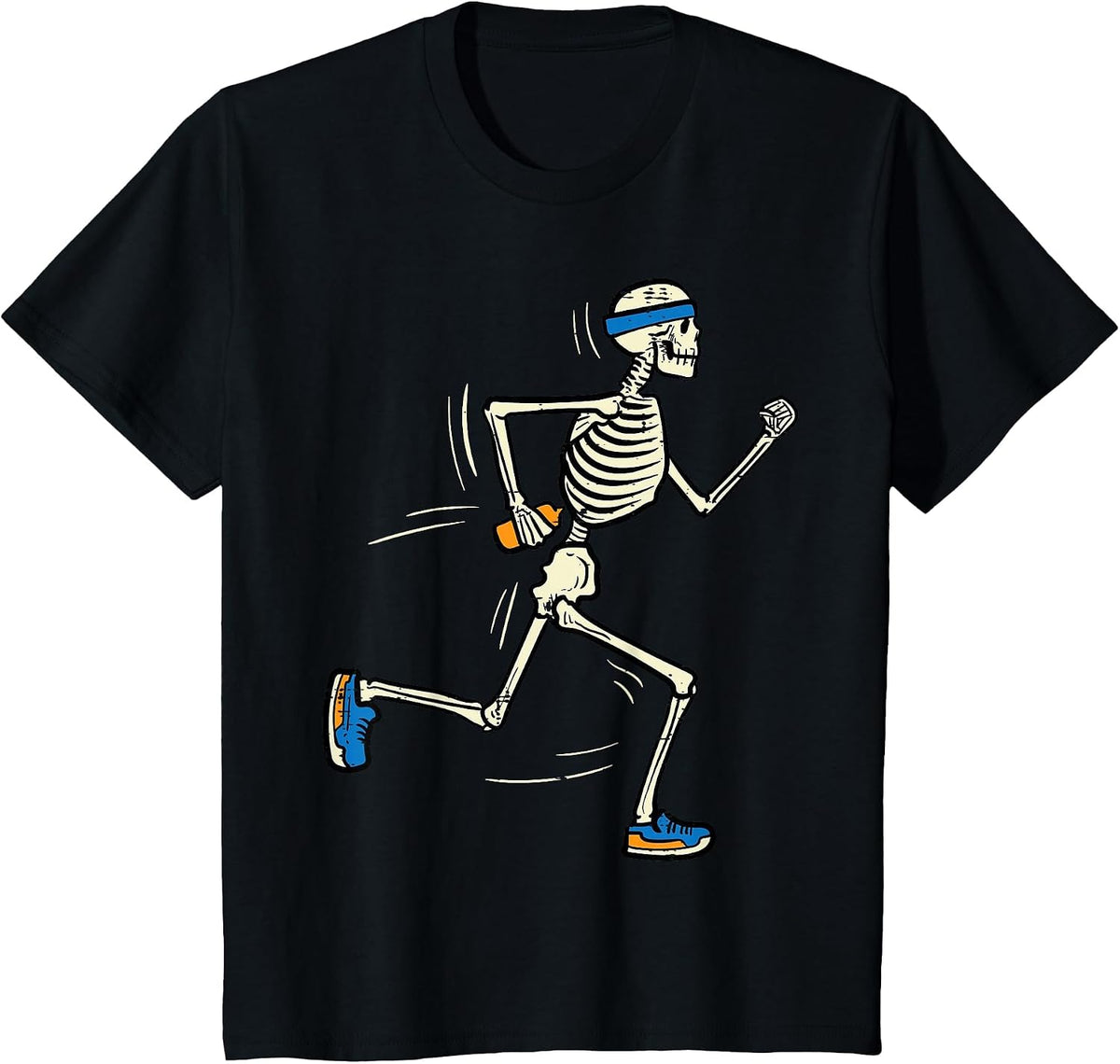 Halloween Skeleton Running Marathon Costume Men Women Kids T-Shirt - Black