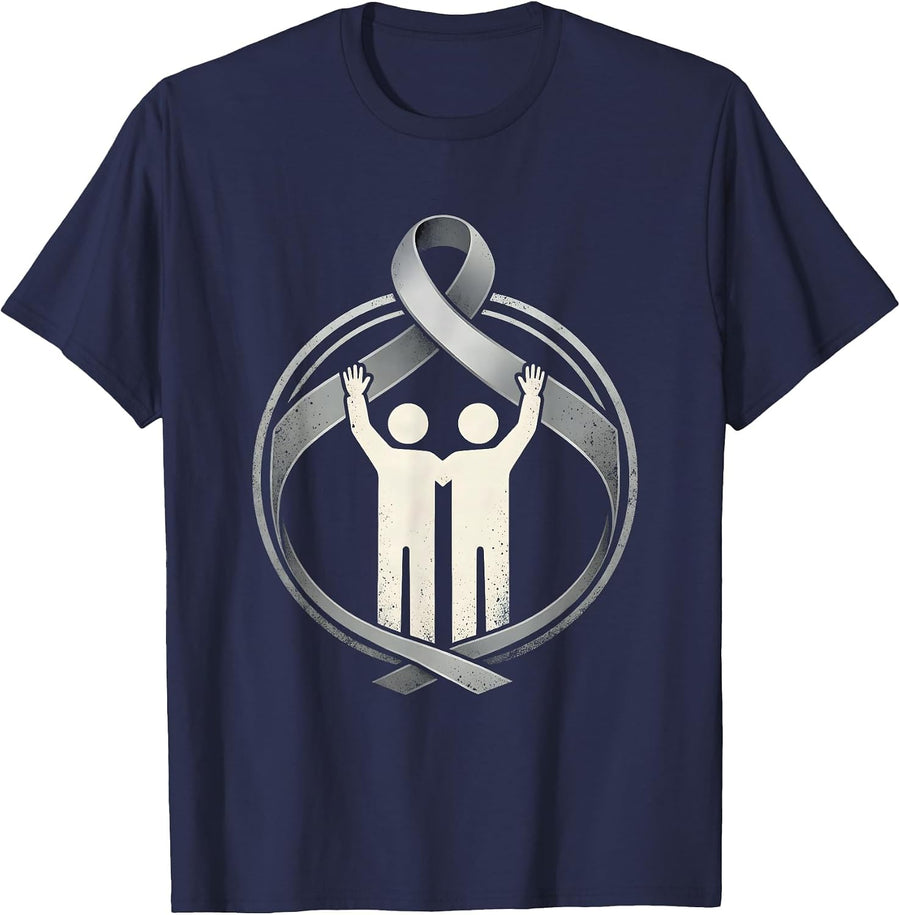 Parkinson's Support Squad Grey Ribbon Awareness Badge T-Shirt - Navy Blue