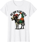Women's Hee Haw To The World Vintage Donkey Santa Hat Farm Animal T-Shirt - White