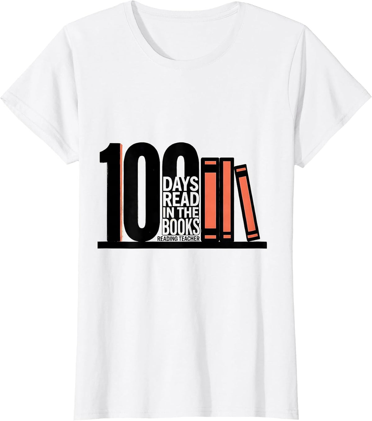 100 Days Read, In The Books Reading Teacher T-Shirt - White