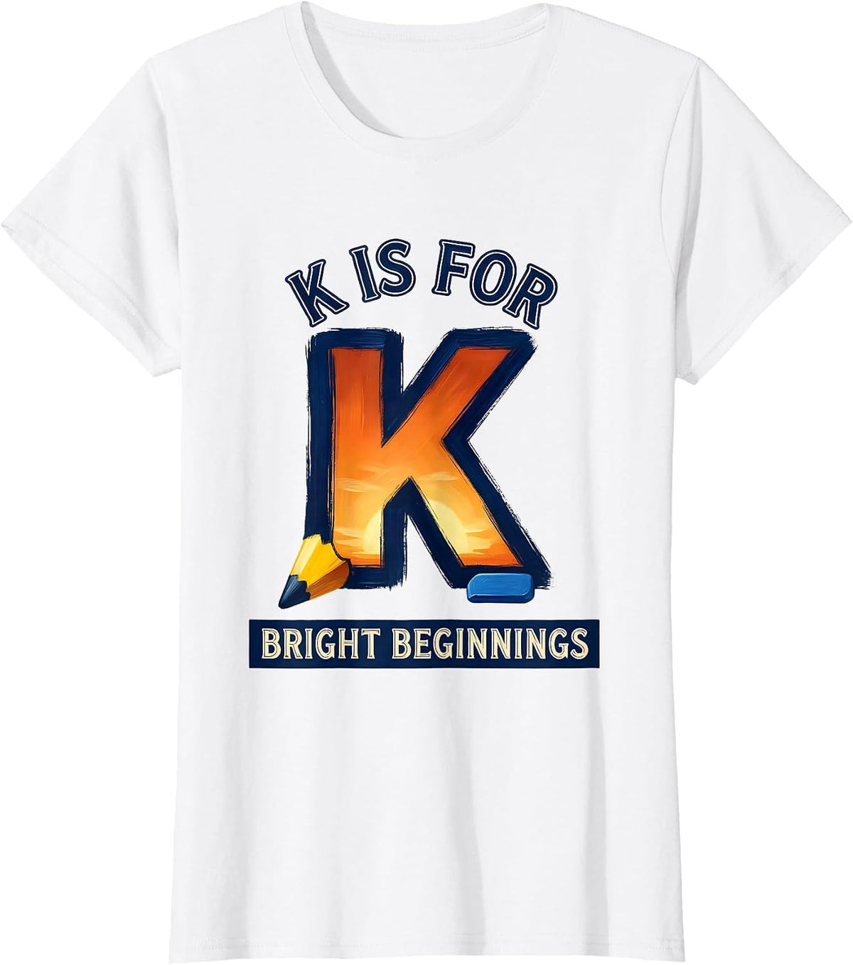 K Is For Bright Beginnings Retro Kindergarten Teacher T-Shirt - White