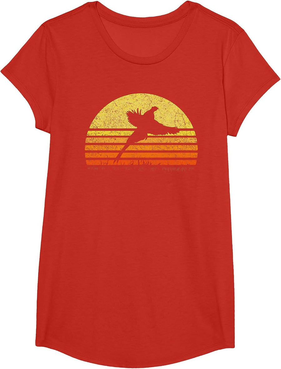 Pheasant Hunting South Dakota Upland Bird Game Hunter Retro T-Shirt - Girls Red