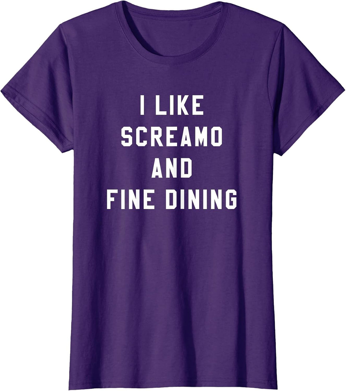 I Like Screamo and FINE Dining Funny Emo Goth Punk Music T-Shirt, Women, Purple, X-Large - As Pictured