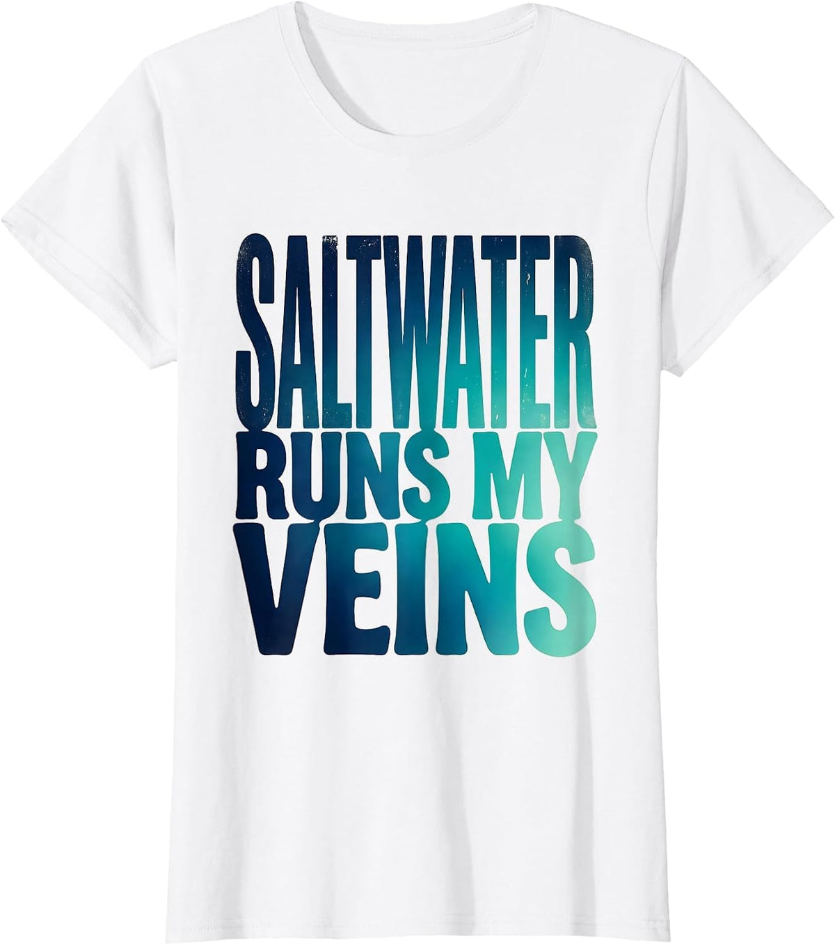 Women's Saltwater Runs My Veins Pirate Design T-Shirt - White