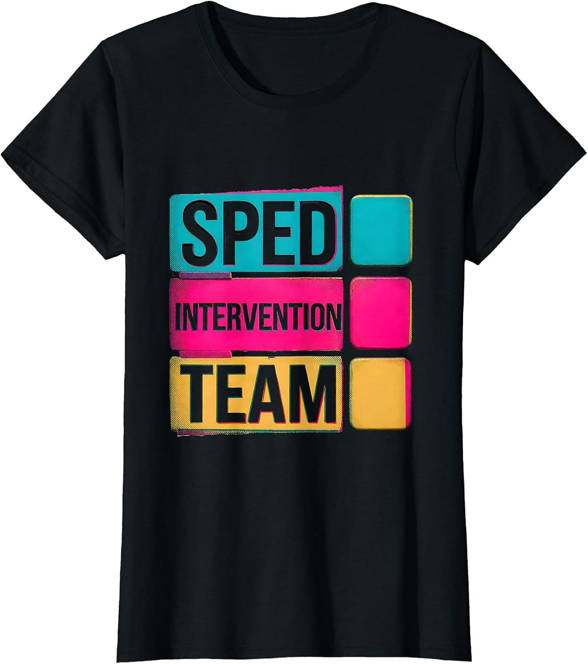Women's SPED Intervention Team Risograph Special Education Teacher T-Shirt - Black