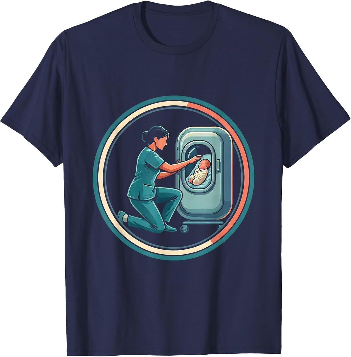 Men's NICU Nurse Incubator Care Graphic T-Shirt - Navy Blue