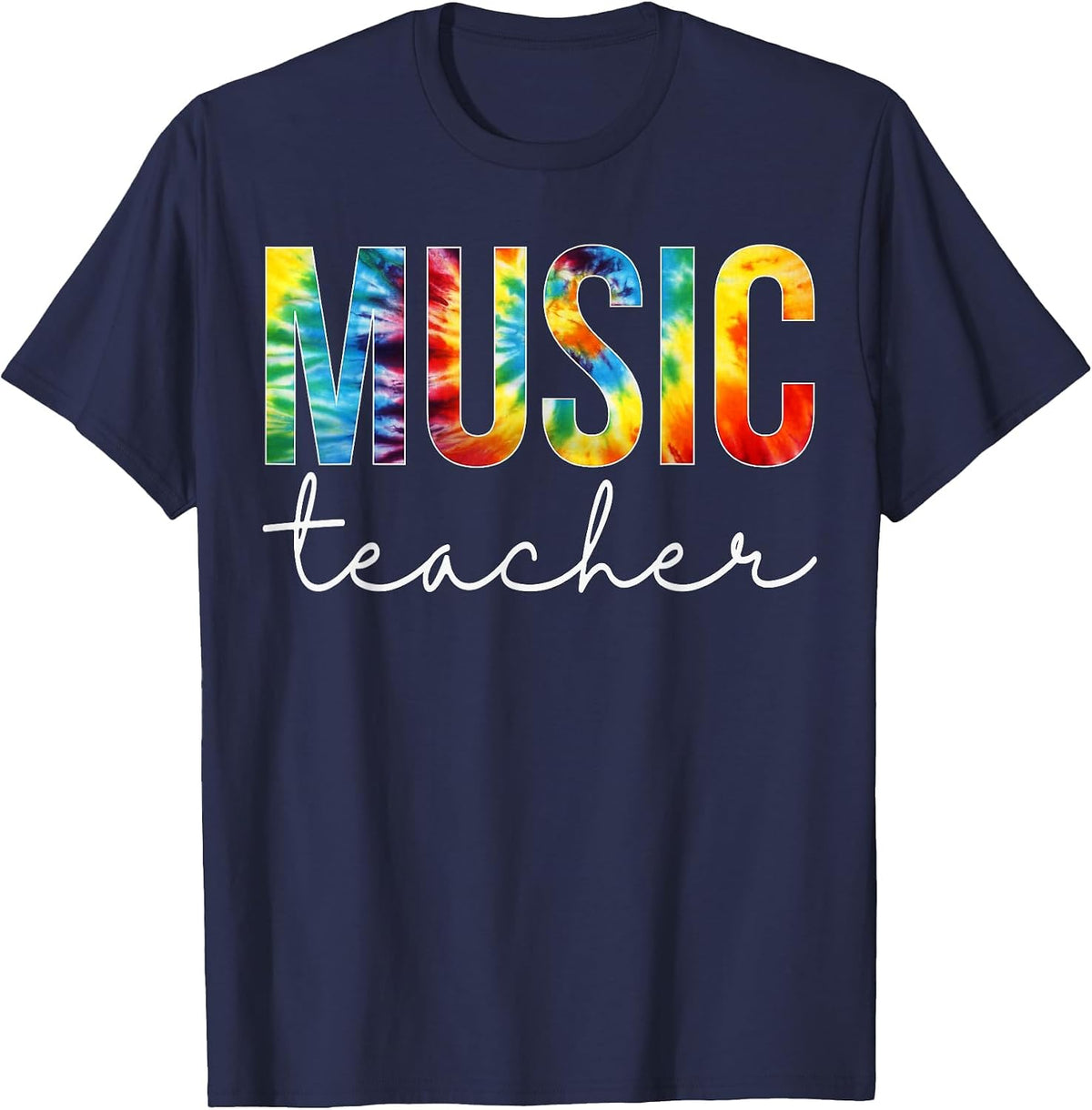 Music Teacher Tie Dye Appreciation Day Hello Back to School T-Shirt - Navy Blue