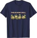 Rolling Funny Turtle How I Rolll Men Women Kids T-Shirt - Navy Blue