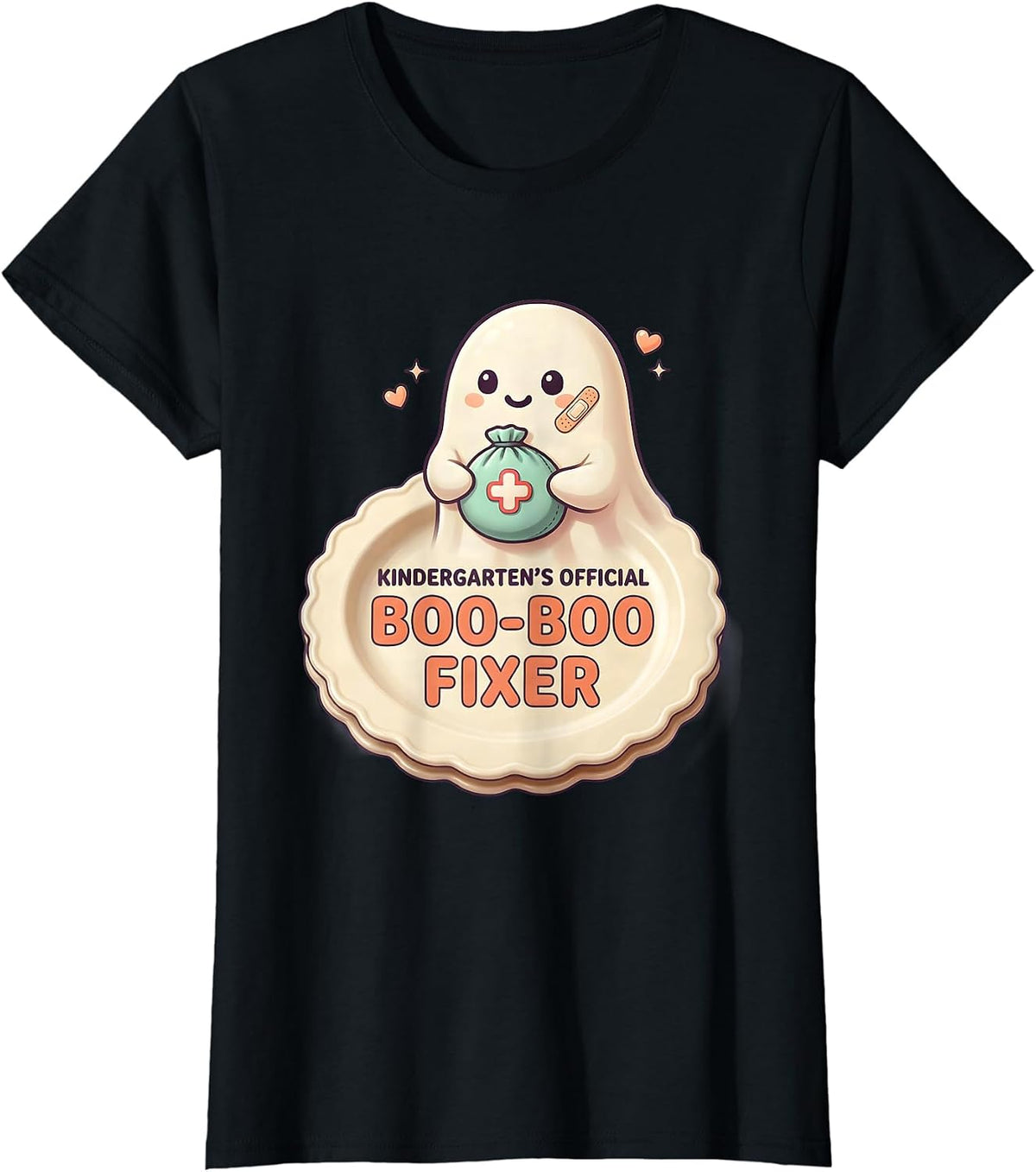 Women's Kindergarten's Official Boo-Boo Fixer Cute Kawaii Halloween T-Shirt - Black