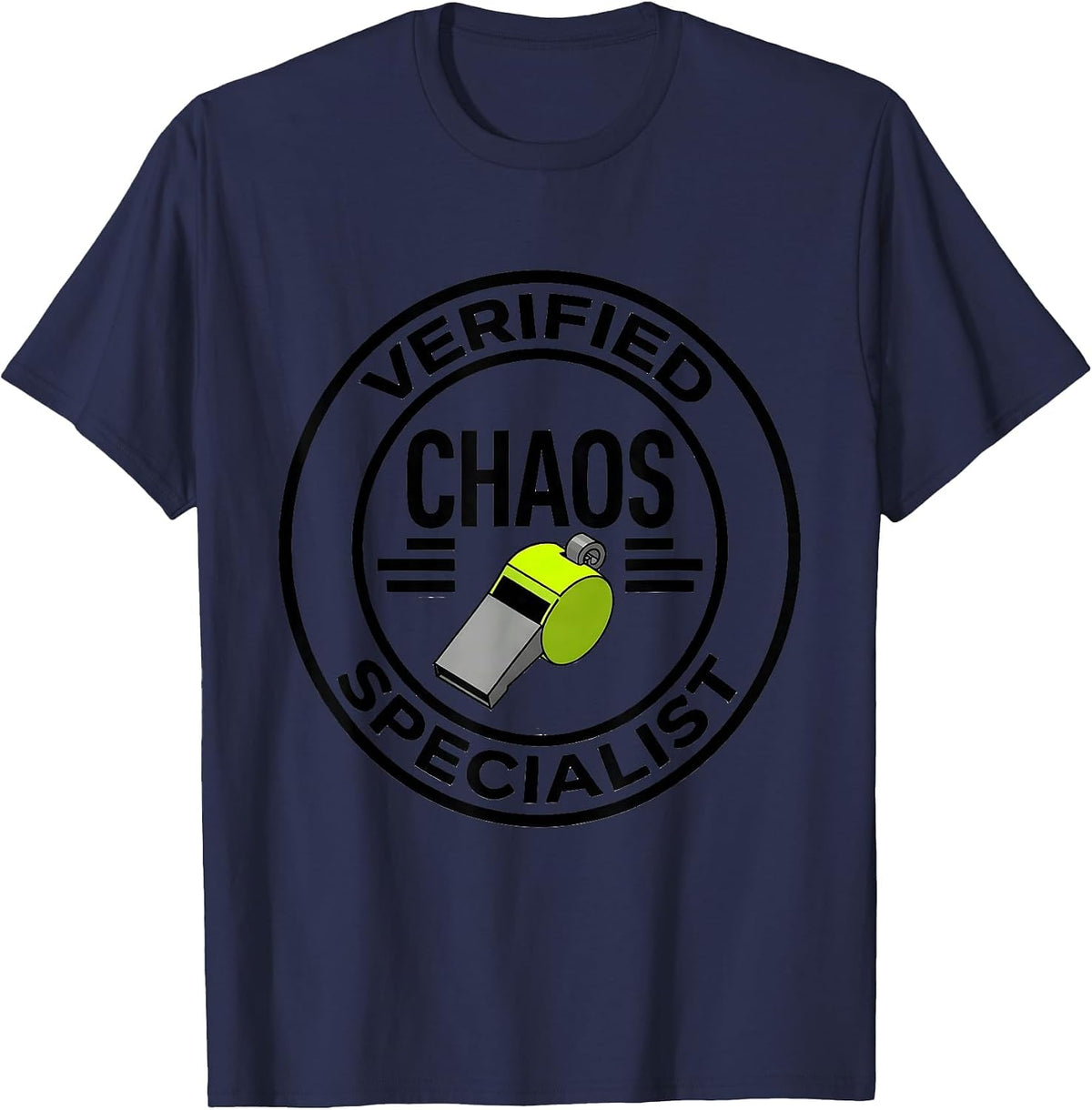 Verified Chaos Specialist Funny PE Teacher Back To School T-Shirt - Navy Blue