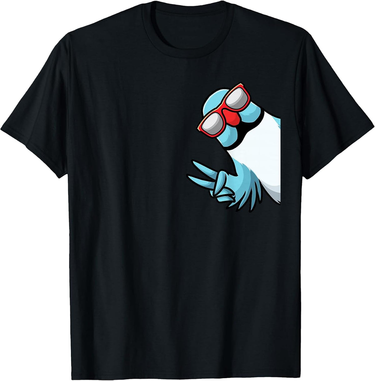 Blue Indian Ringneck Bird Parrot from Side with Sunglasses T-Shirt - Black