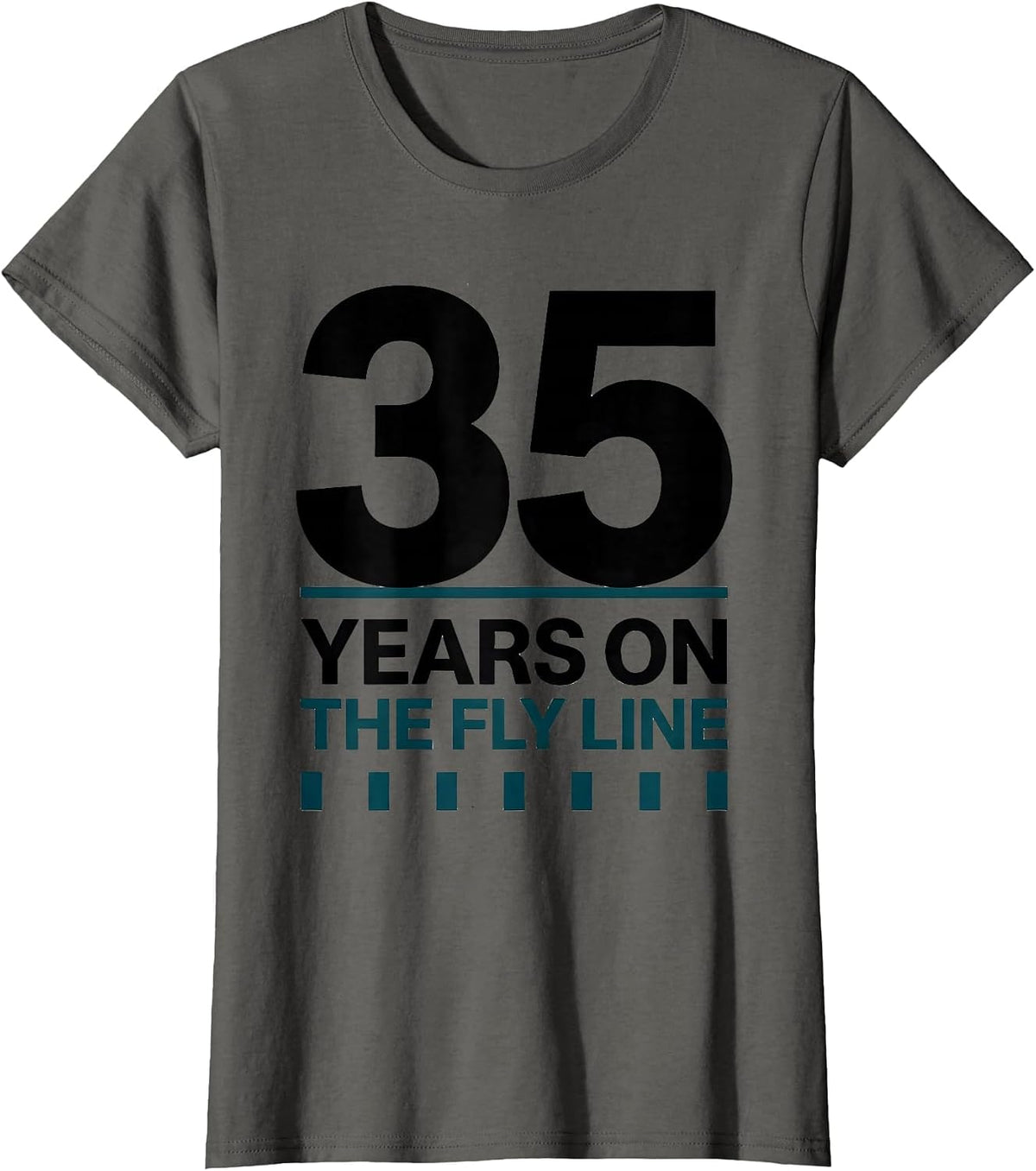 Women's 35 Years On The Fly Line Funny Old Man Hobby Humor T-Shirt - Asphalt Grey
