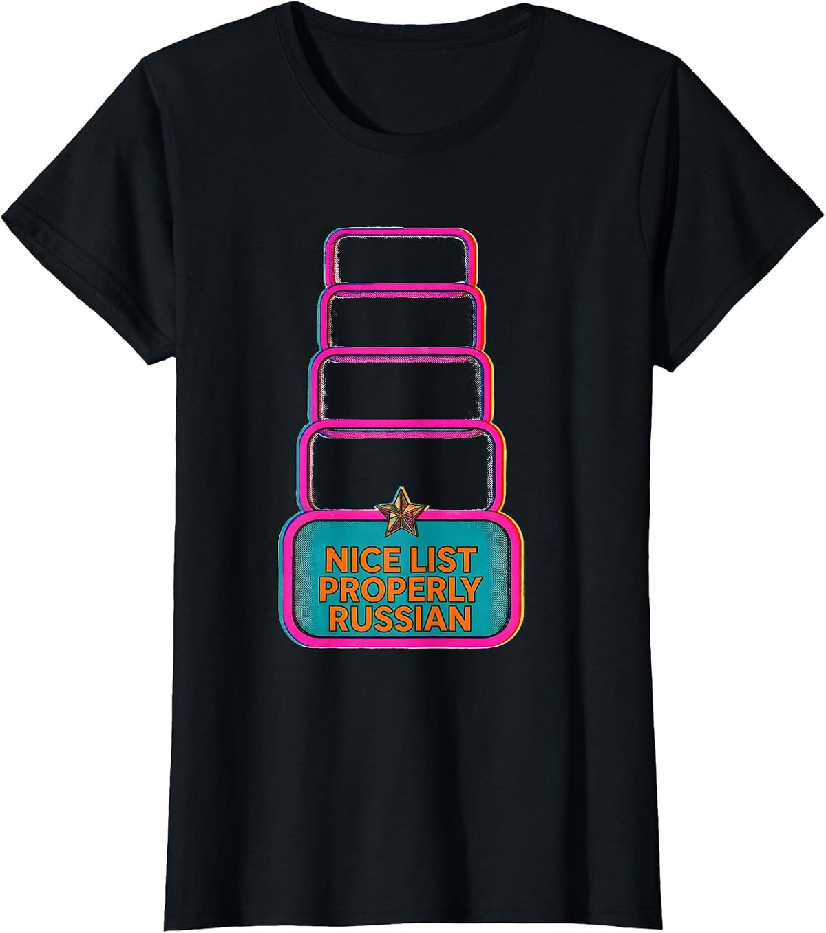 Nice List Properly Russian Funny Russian Heritage Holiday T-Shirt - Black