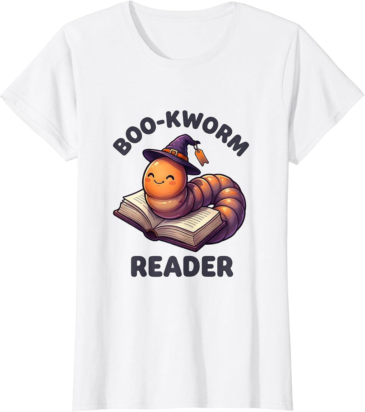 Boo-kworm Reader Cute Kawaii Bookworm Reader Halloween Humor T-Shirt - White