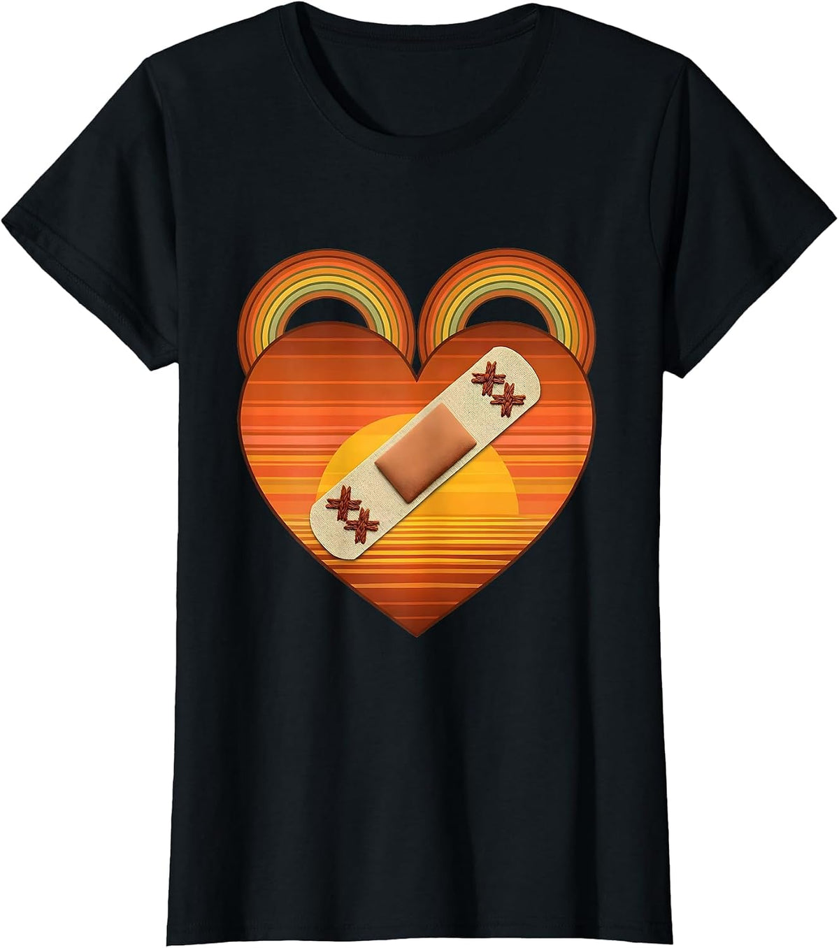 Women's Social Worker Heart With Bandage Graphic T-Shirt - Black