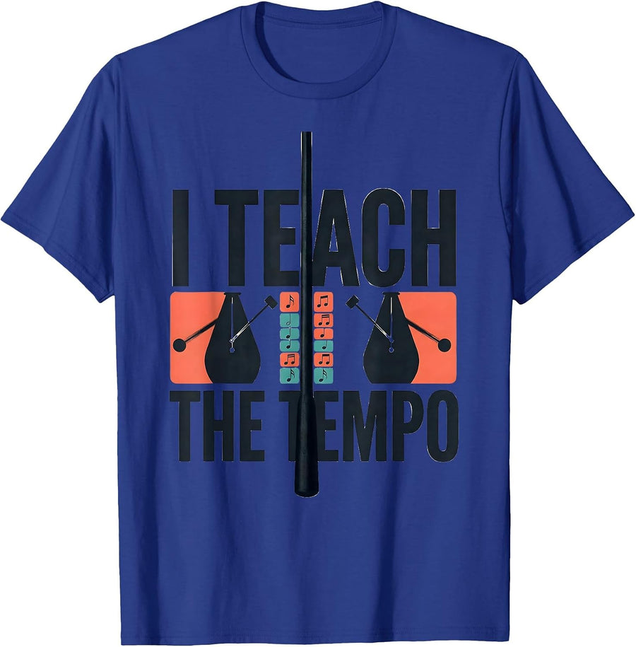 I Teach The Tempo Midcentury Modern Music Teacher T-Shirt - Royal Blue