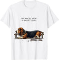 Men's My Whole View Is Basset Level Funny Basset Hound Dog Lover T-Shirt - White