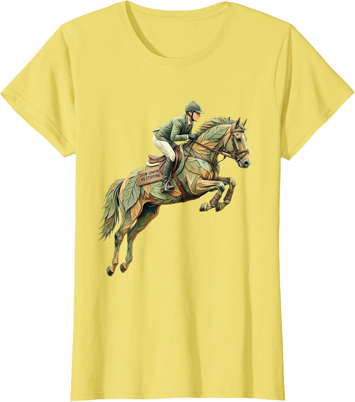 Show Jumping No Stopping Equestrian Design T-Shirt - Lemon Yellow