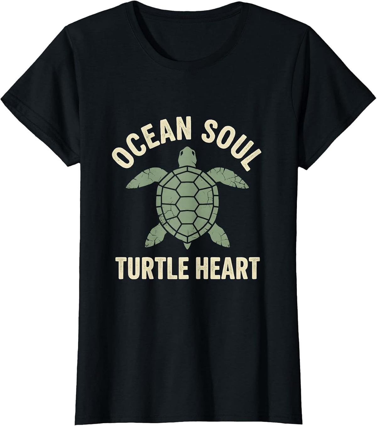 Ocean Soul Turtle Heart Nature Lover Design T-Shirt - Black