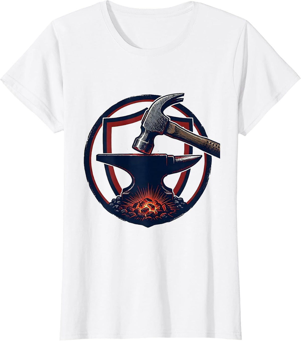 Sealed Shield Forge Hammer Anvil Blacksmith Humor T-Shirt - White