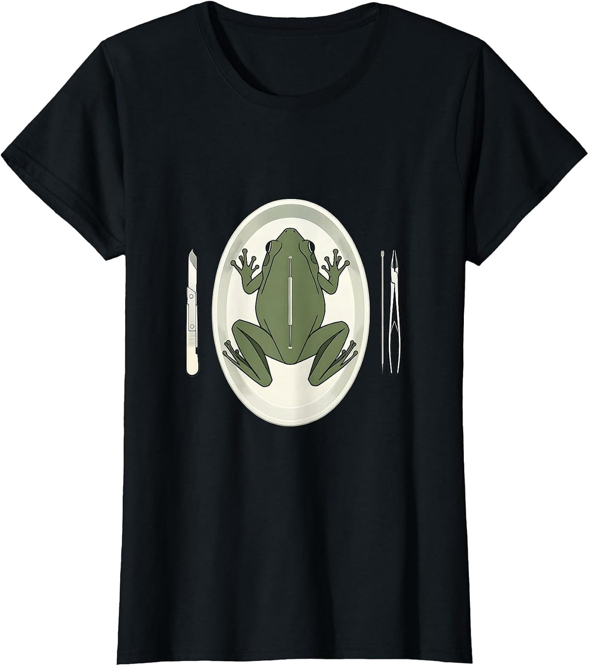 Frog Dissection Tray Science Biology Graphic T-Shirt - Black