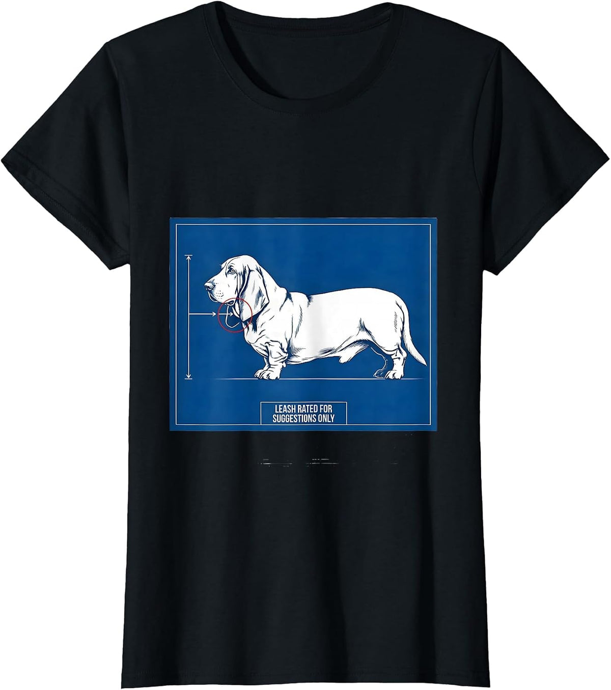 Leash Rated For Suggestions Only Funny Basset Hound Dog T-Shirt - Black