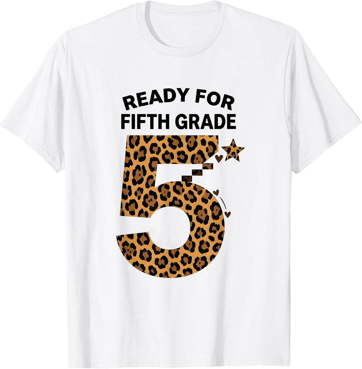 Men's Ready For Fifth Grade Leopard Print Teacher Back To School T-Shirt - White