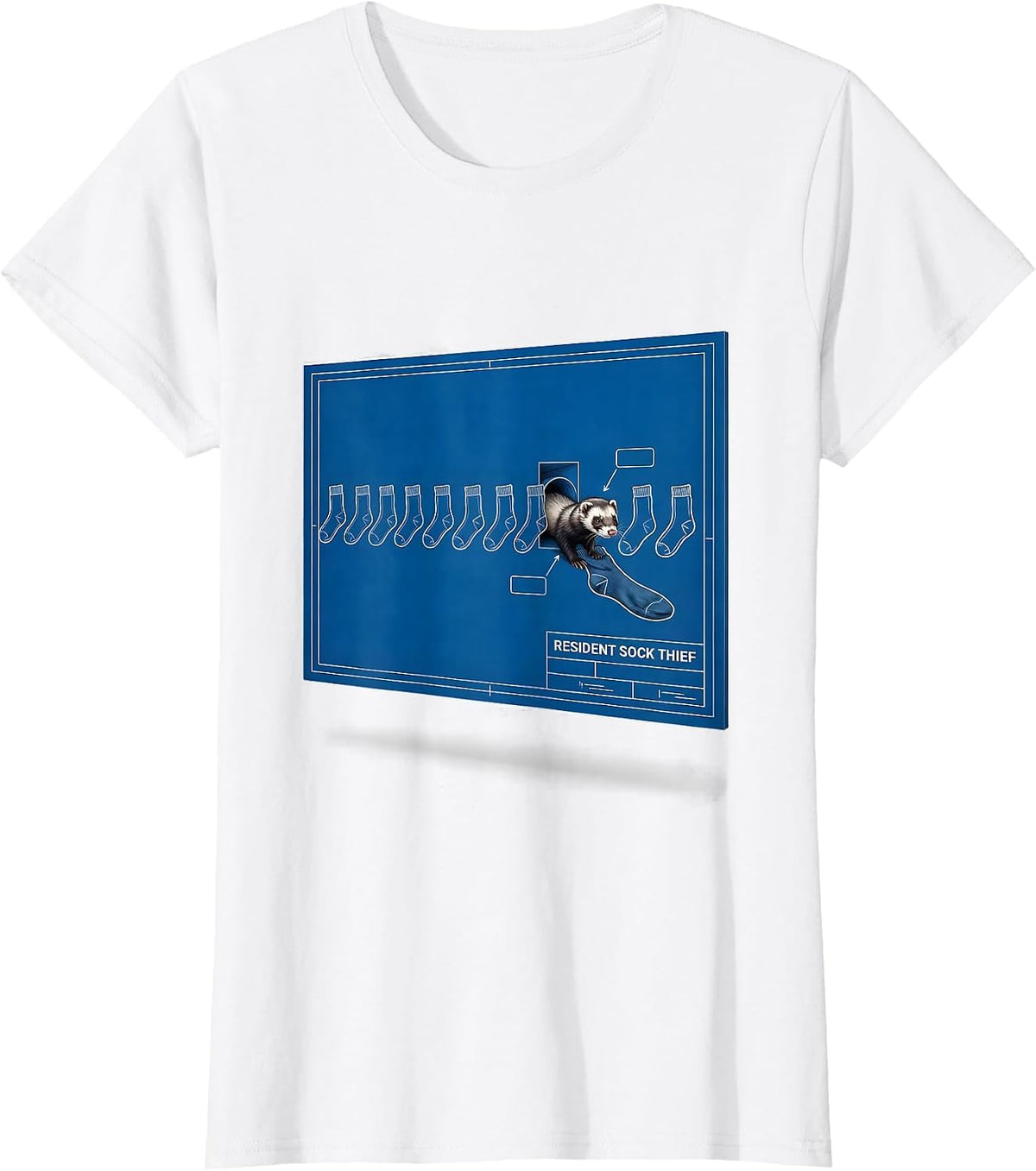 Women's Resident Sock Thief Funny Ferret Lover Gift T-Shirt - White