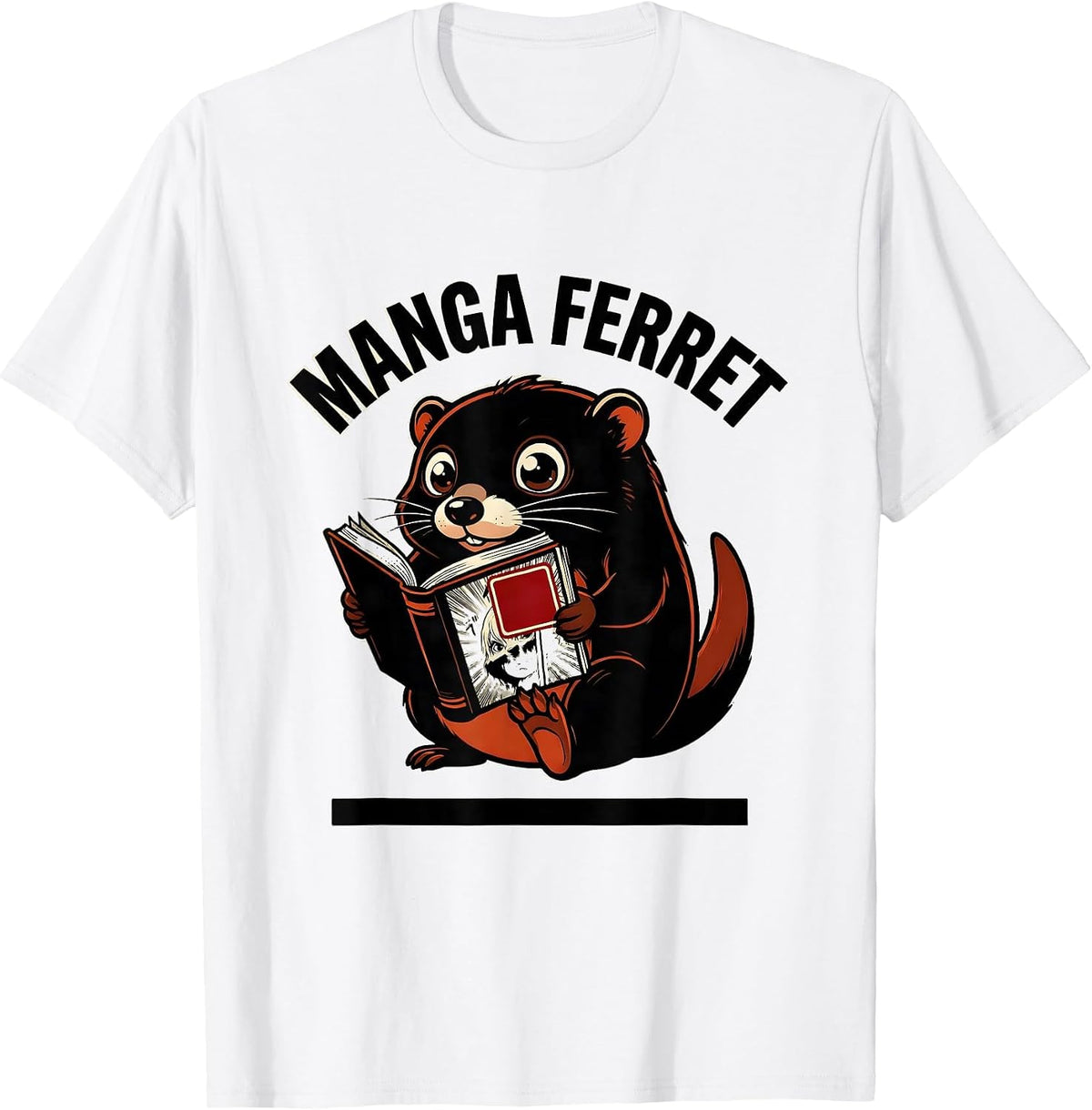 Men's Manga Ferret Cartoon Anime Ferret Gamer Gift T-Shirt - White