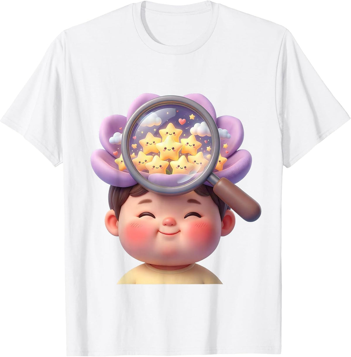 Men's Special Education Magnifying Glass Stars Child Mind T-Shirt - White