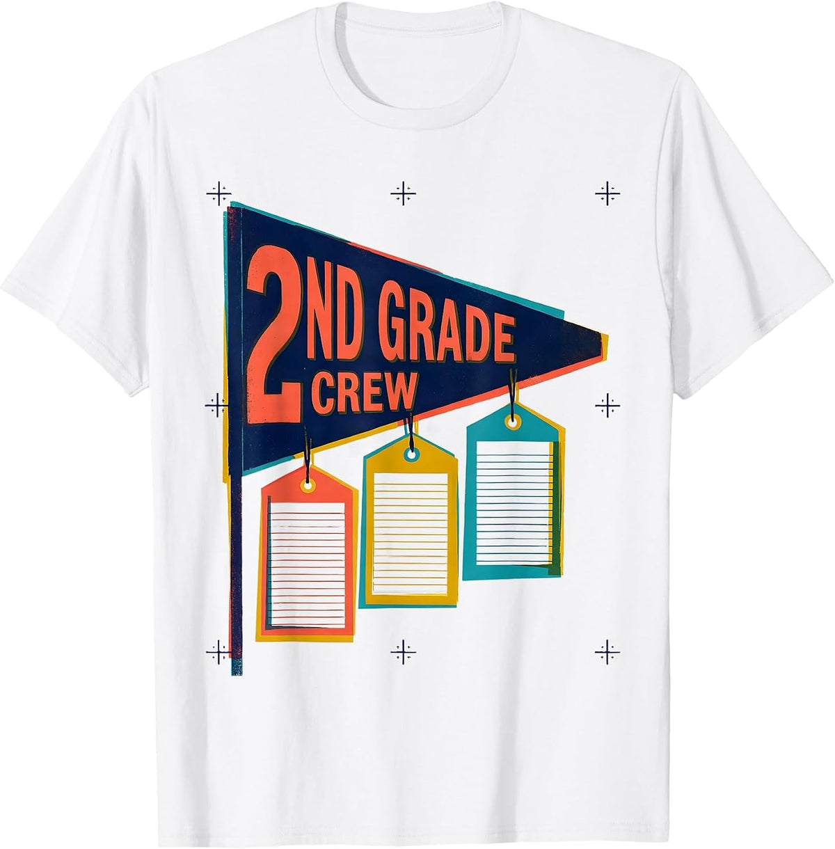 Men's 2nd Grade Crew Playful Back To School Student Teacher Team T-Shirt - White