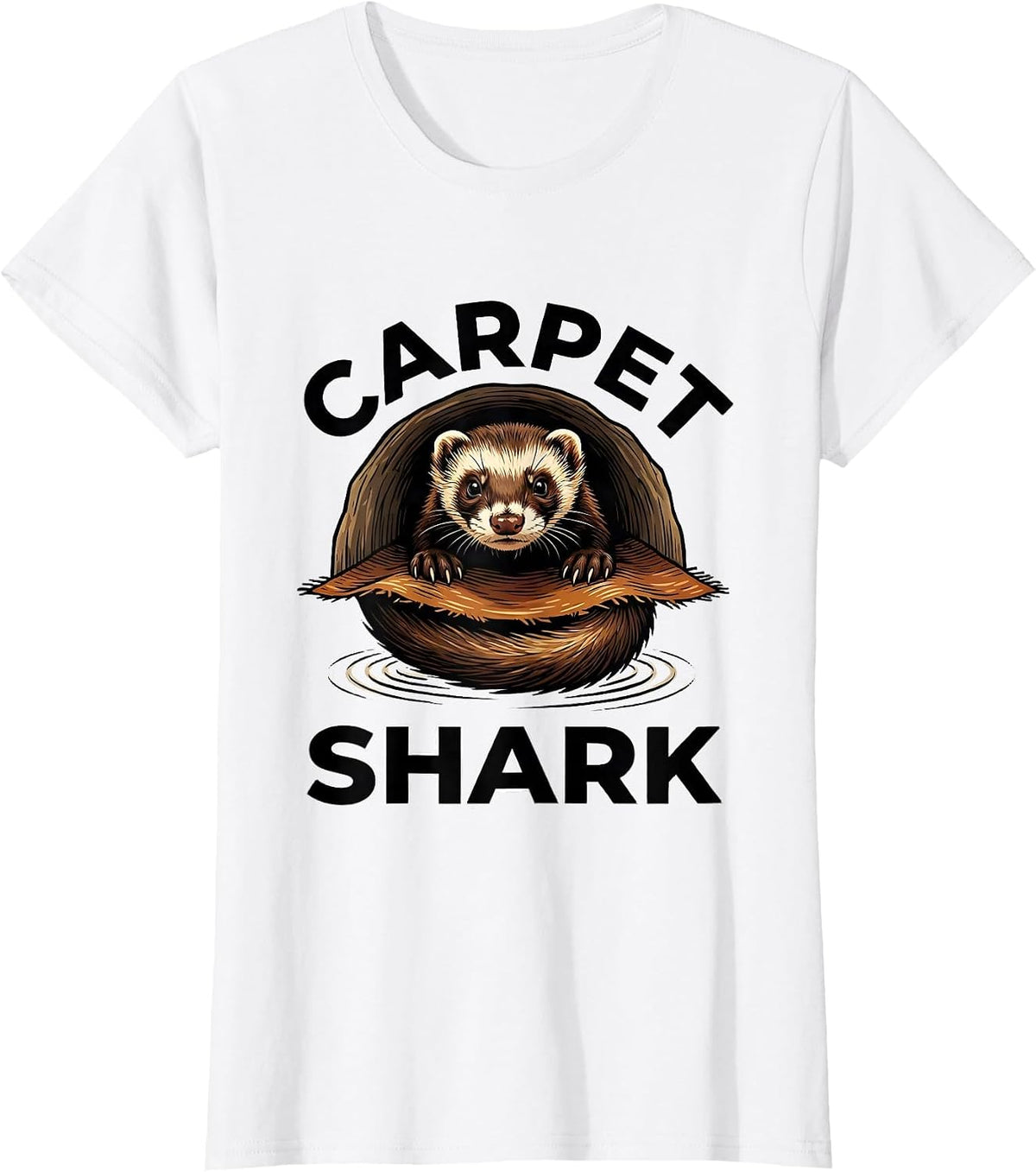 Carpet Shark Cel-Shaded Ferret Lover Pop-Culture Parody T-Shirt - White