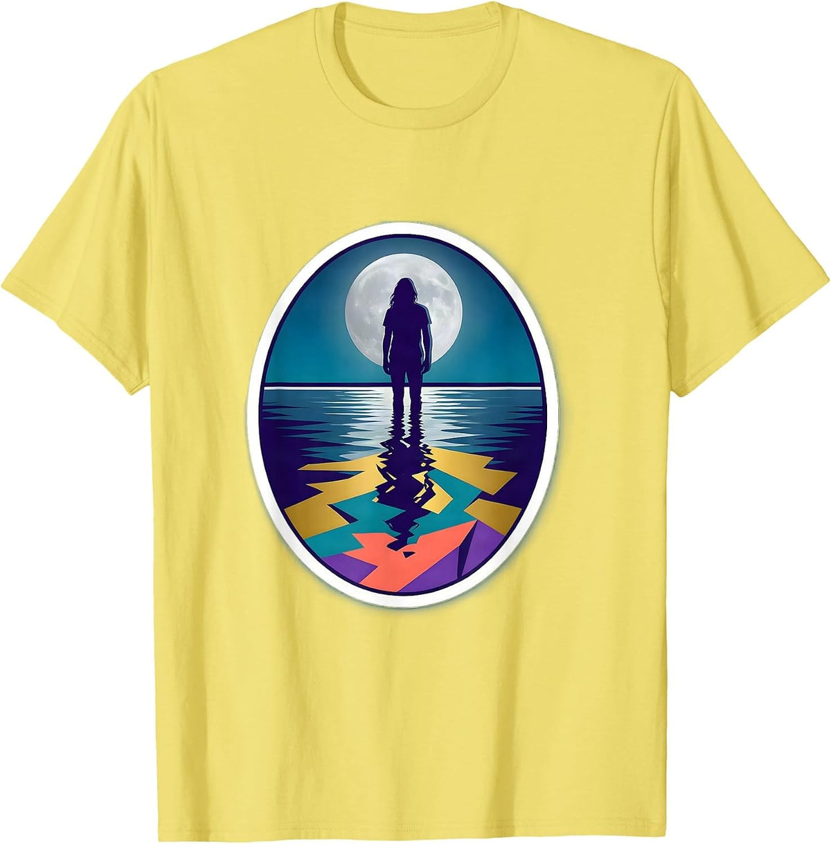 Men's Autism Moonlit Reflection Abstract Art Design T-Shirt - Lemon Yellow