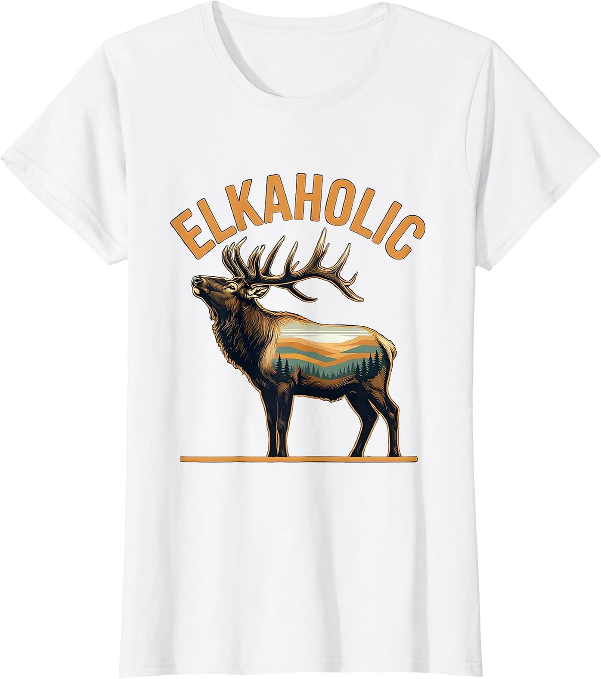 Women's Elkaholic Elk Hunting Wildlife Outdoor Nature Enthusiast T-Shirt - White