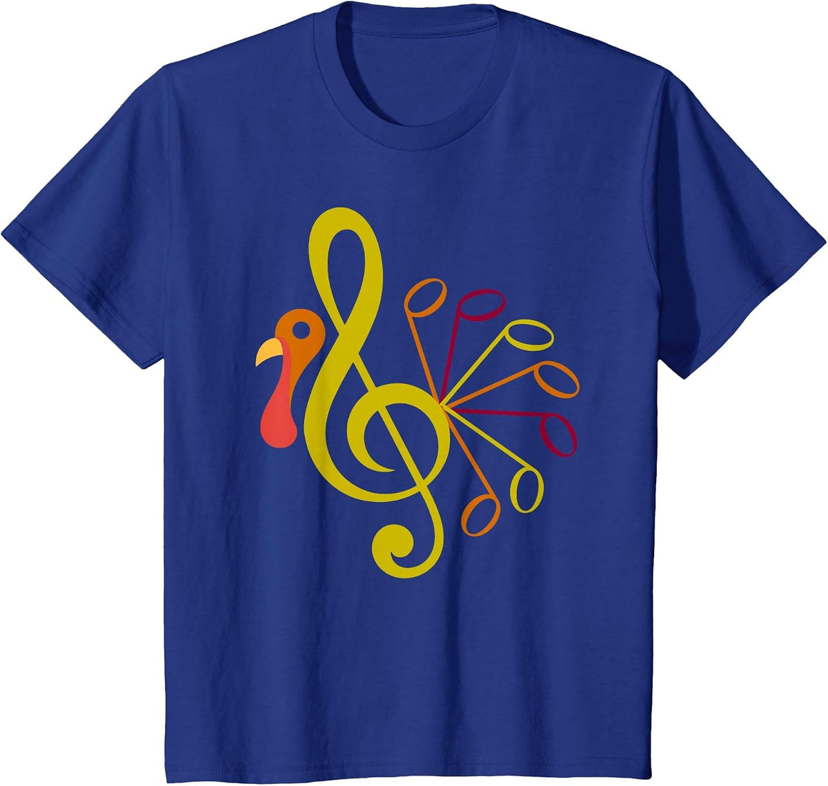 Music Note Symbol Turkey Teacher Fall Thanksgiving Autumn T-Shirt - Royal Blue