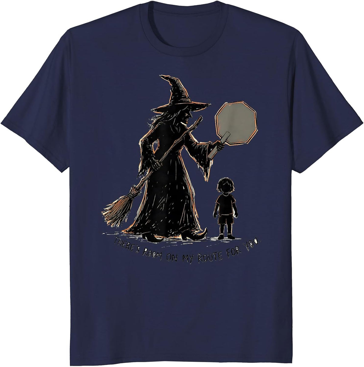 There's Room On My Route For You Funny Halloween Teacher T-Shirt - Navy Blue