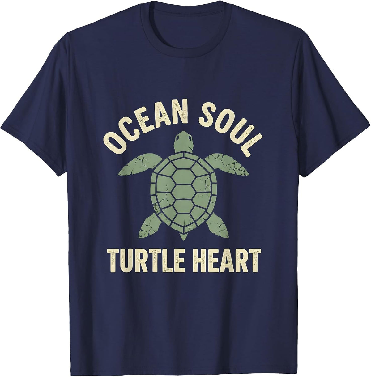 Ocean Soul Turtle Heart Nature Lover Design T-Shirt - Navy Blue
