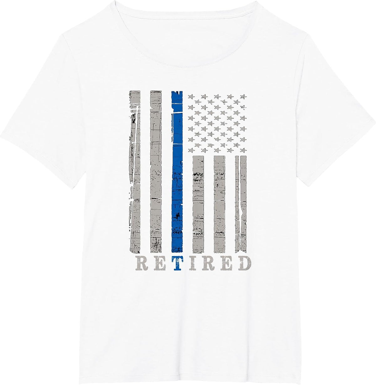 Retired Police Officer Thin Blue Line Flag Retirement T-Shirt - White
