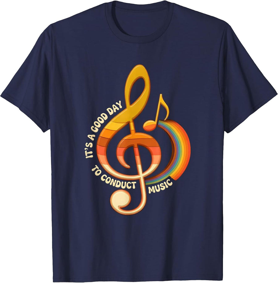 It's A Good Day To Conduct Music Retro Music Teacher T-Shirt - Navy Blue
