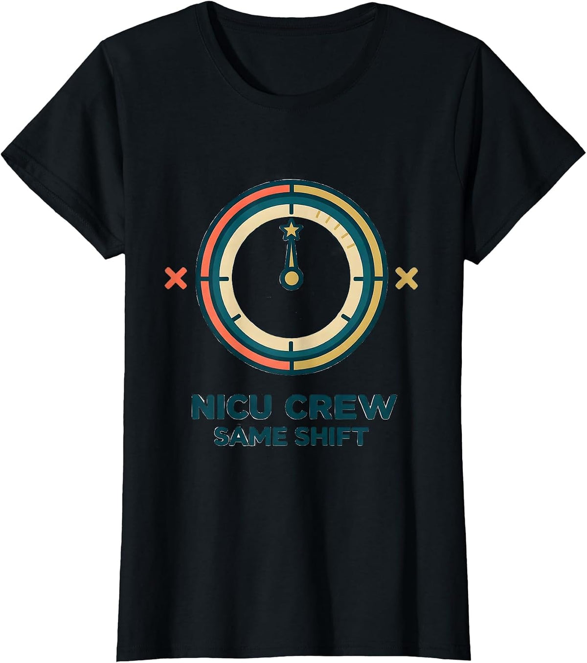 Women's NICU Crew Same Shift Funny Nurse New Year Eve Party Humor T-Shirt - Black