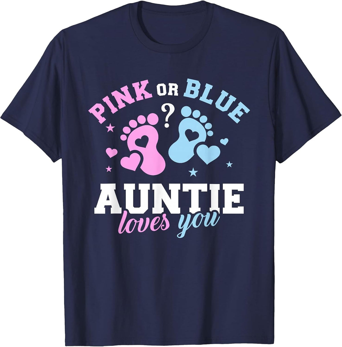 Gender Reveal Auntie Aunt T-Shirt - Navy Blue