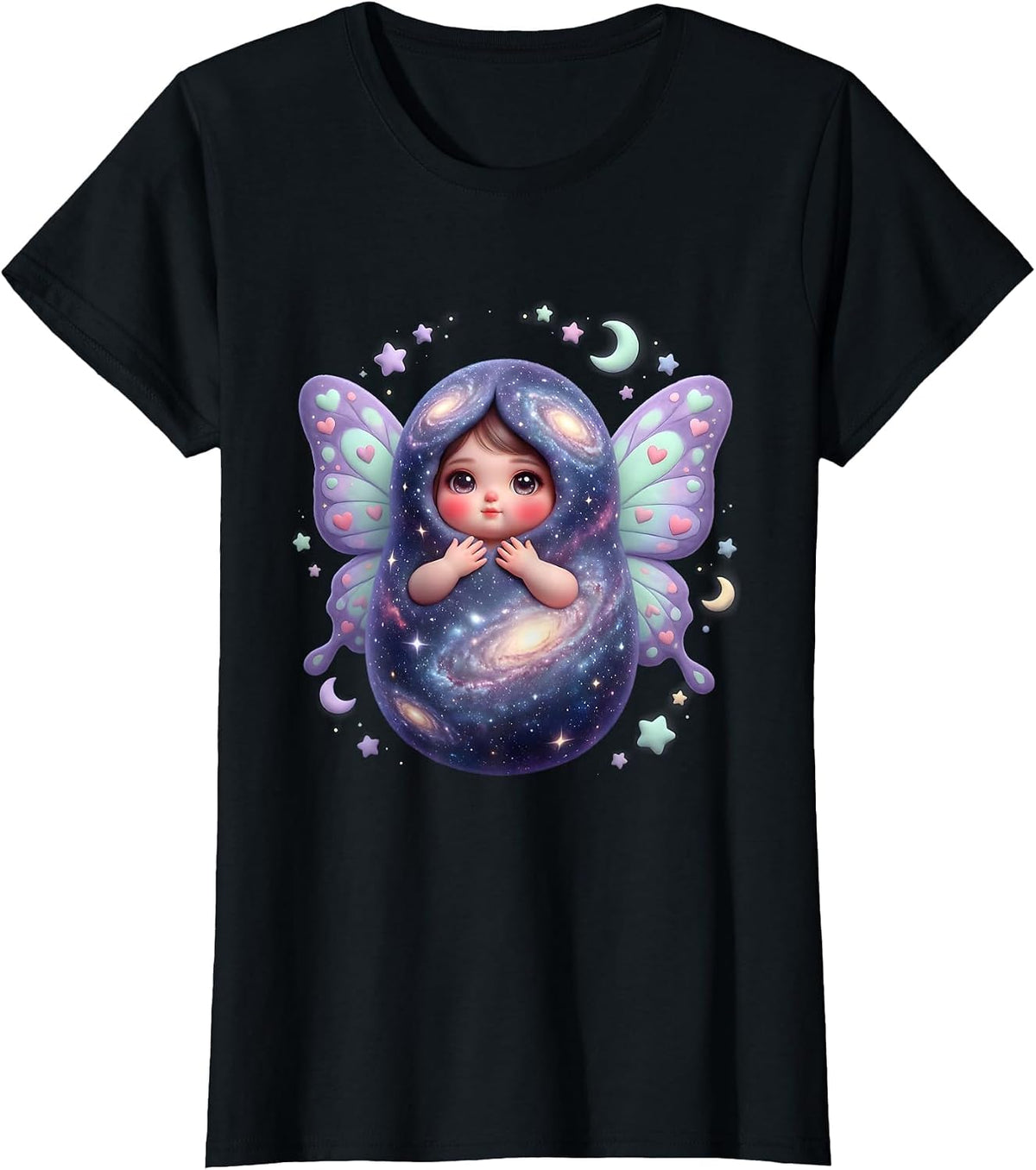 Women's Autism Galaxy Cocoon Transformation Art T-Shirt - Black