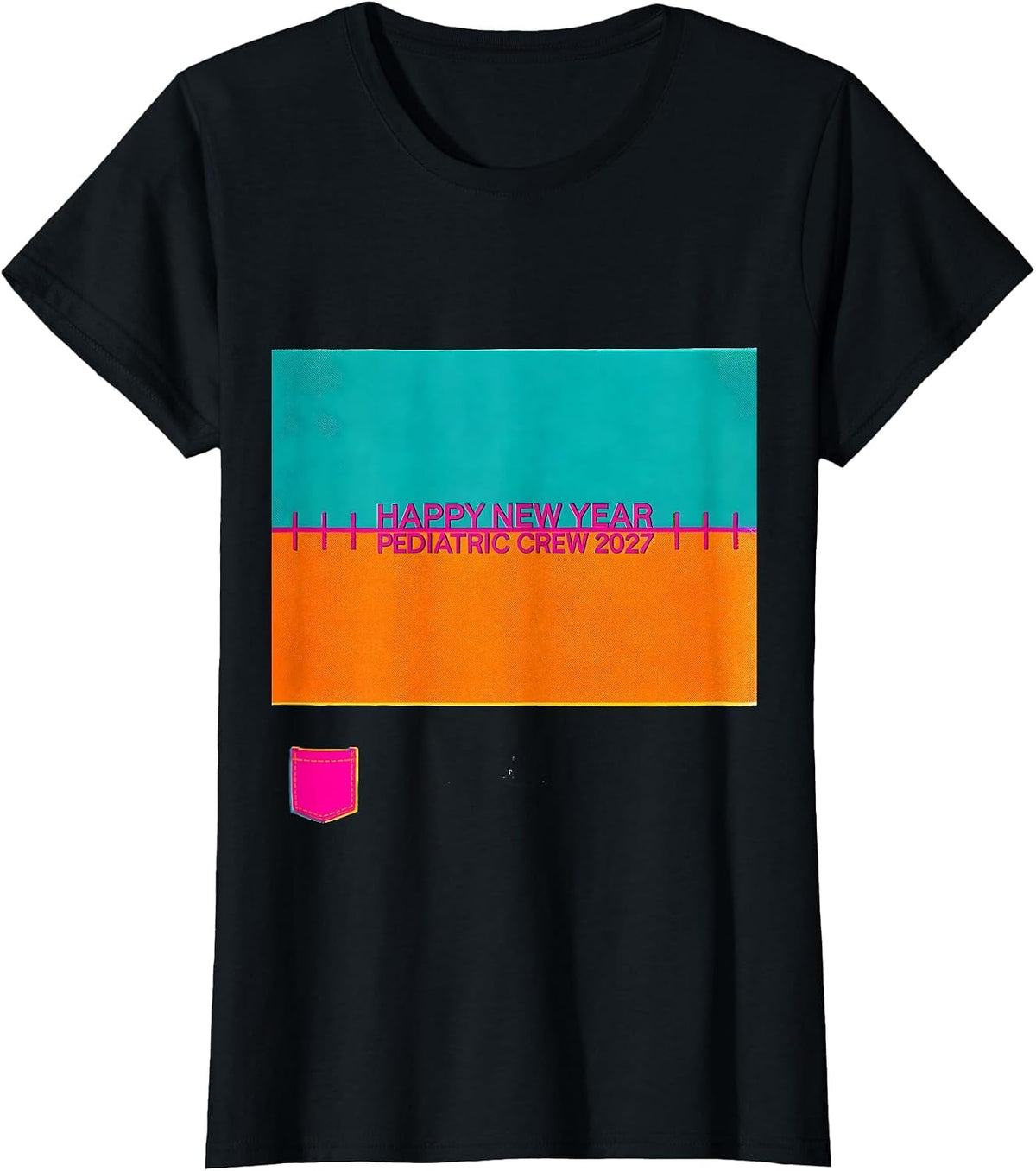 Happy New Year, Pediatric Crew 2027 Risograph Nurse Shift T-Shirt - Black