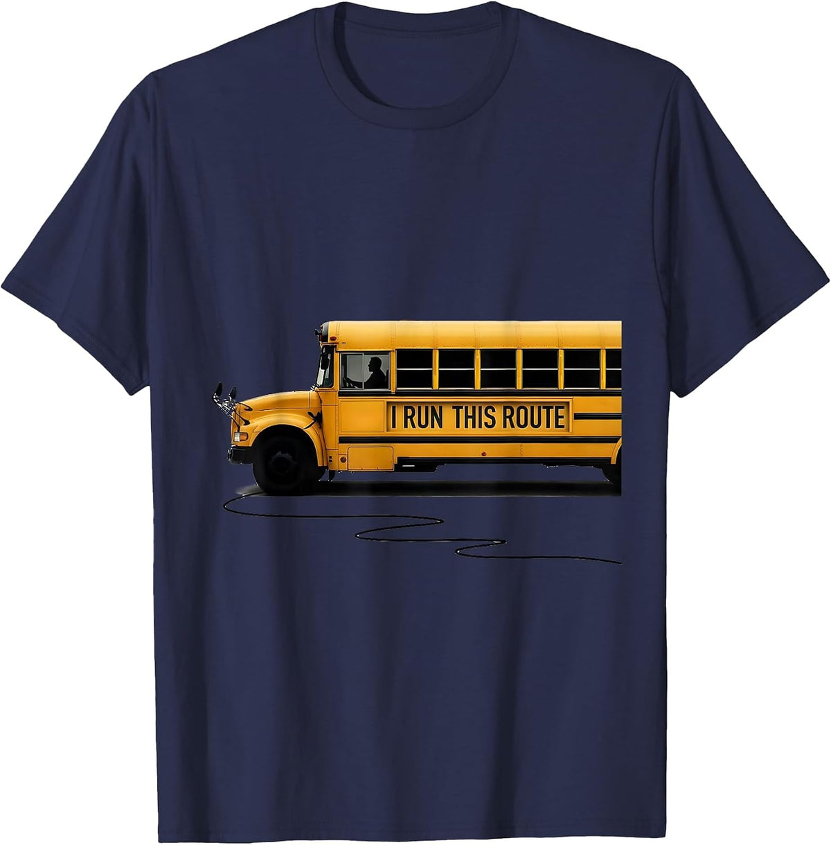 I Run This Route Minimal School Bus Driver Humor Novelty T-Shirt - Navy Blue