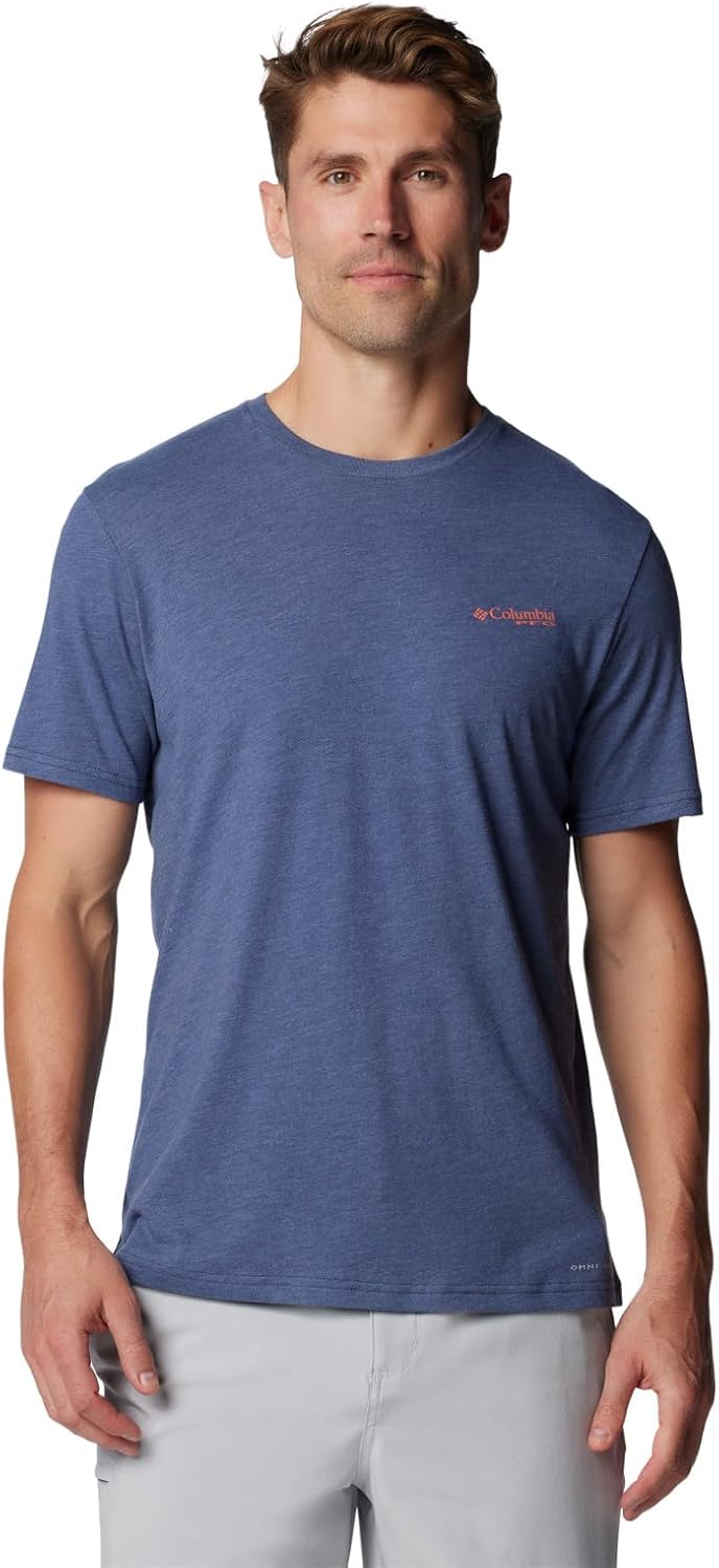 Columbia Mens PFG Tarpon Rise Tech Tee Short Sleeve - Nocturnal Heather\/Tarpon Rise