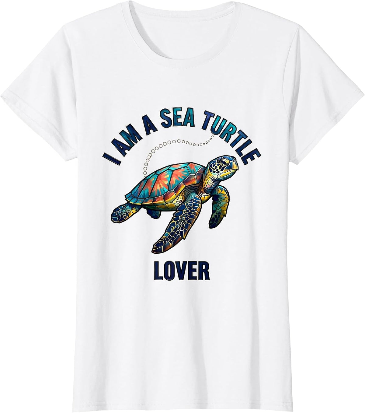 I Am A Sea Turtle Lover Stained Glass Mosaic Ocean Animal T-Shirt - White