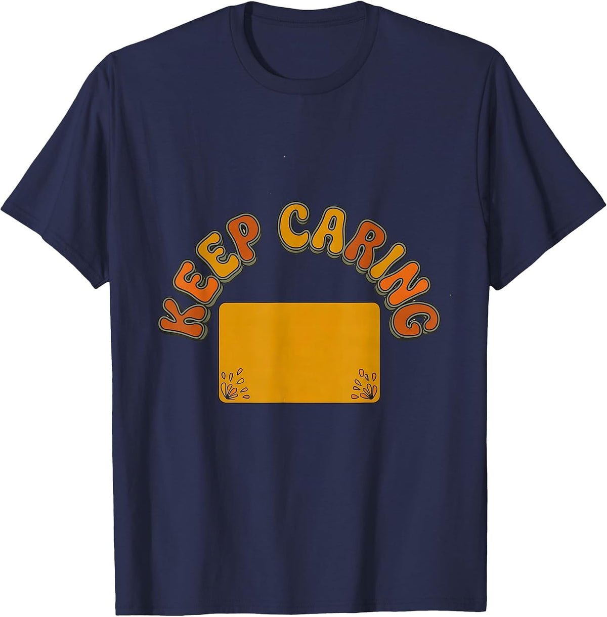 Keep Caring Retro 70s Positivity Special Education Teacher T-Shirt - Navy Blue